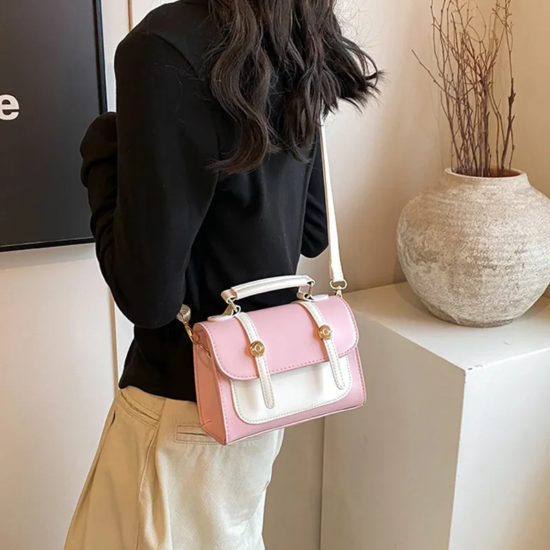 GOX PU Handbag Regular Women's White/Black/Blue/Pink-17