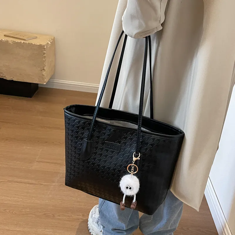 GOX PU Tote Bag, Shopping Bag, Shoulder Bag Women's White & Pink/Black/White & Coffee-10