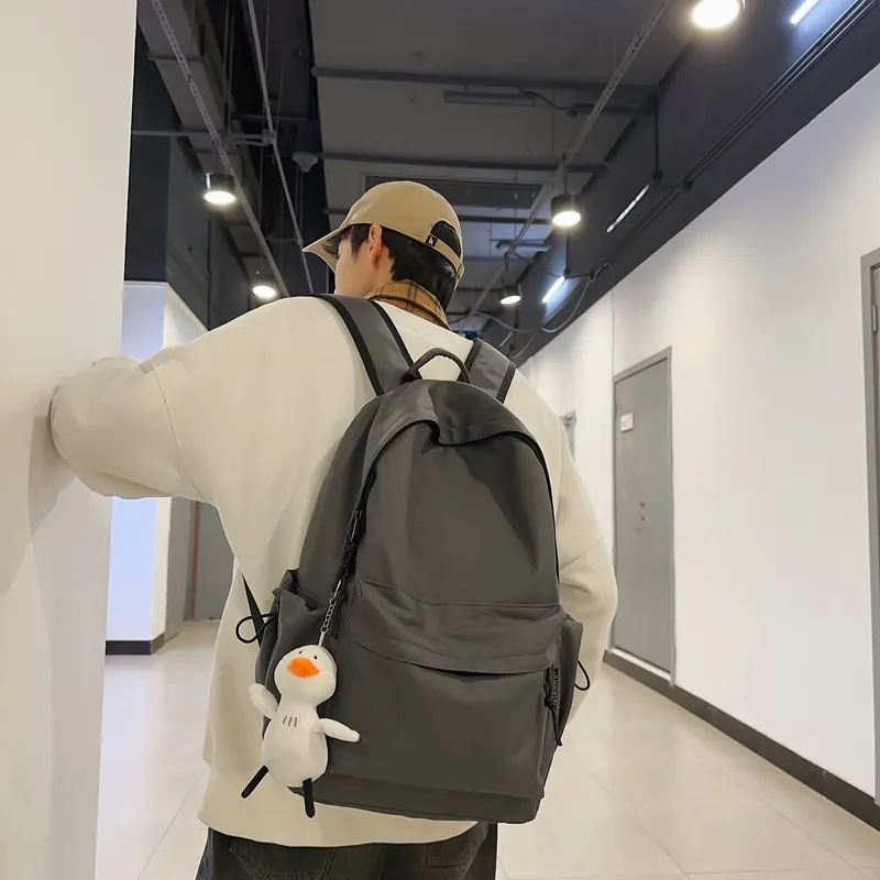 GOX Nylon Backpack Regular Unisex White/Light Gray/Black/Dark Gray-5