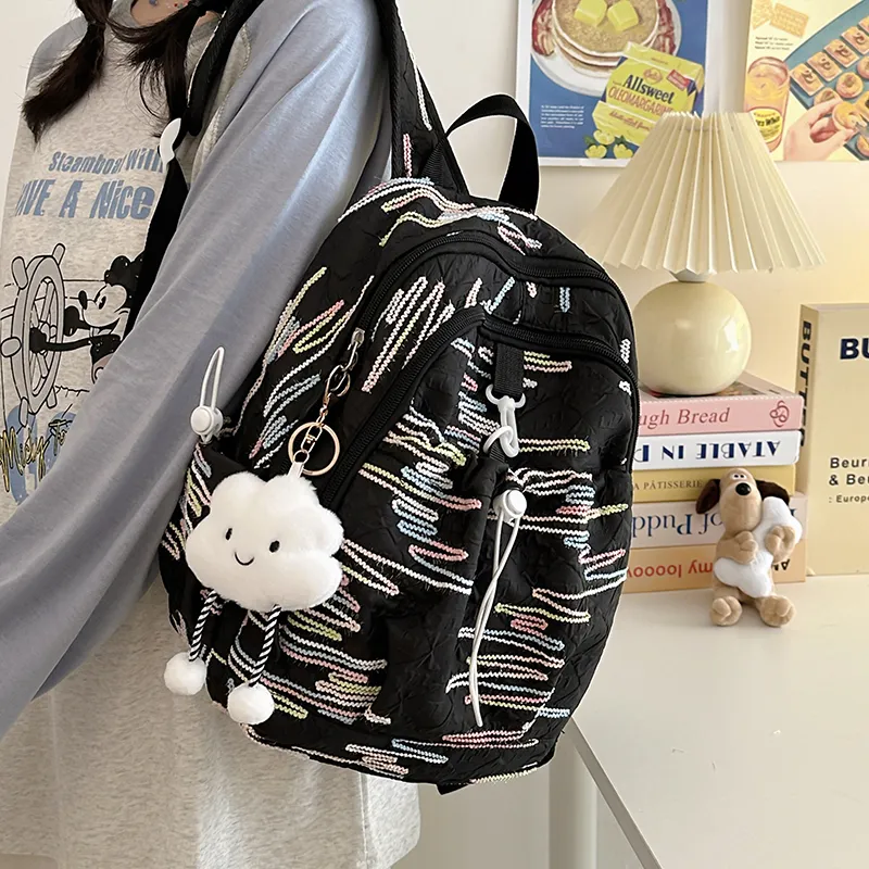 GOX Nylon Backpack Women's White/Black/Yellow/Pink-9