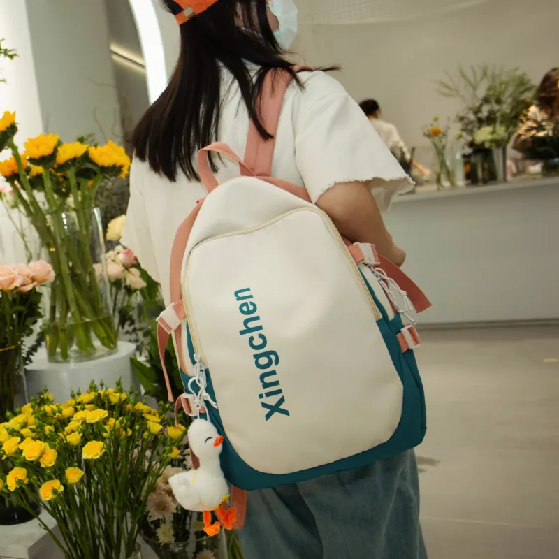 GOX Nylon Backpack Regular Unisex Peacock Blue & Orange White/Orange & Blue White/Light Blue & Pink White/Black-2