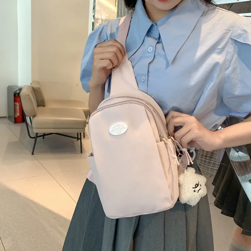 GOX Nylon Crossbody Bag, Sling Bag Regular Unisex Black/Pink/Khaki/Yellow/Light Blue-2
