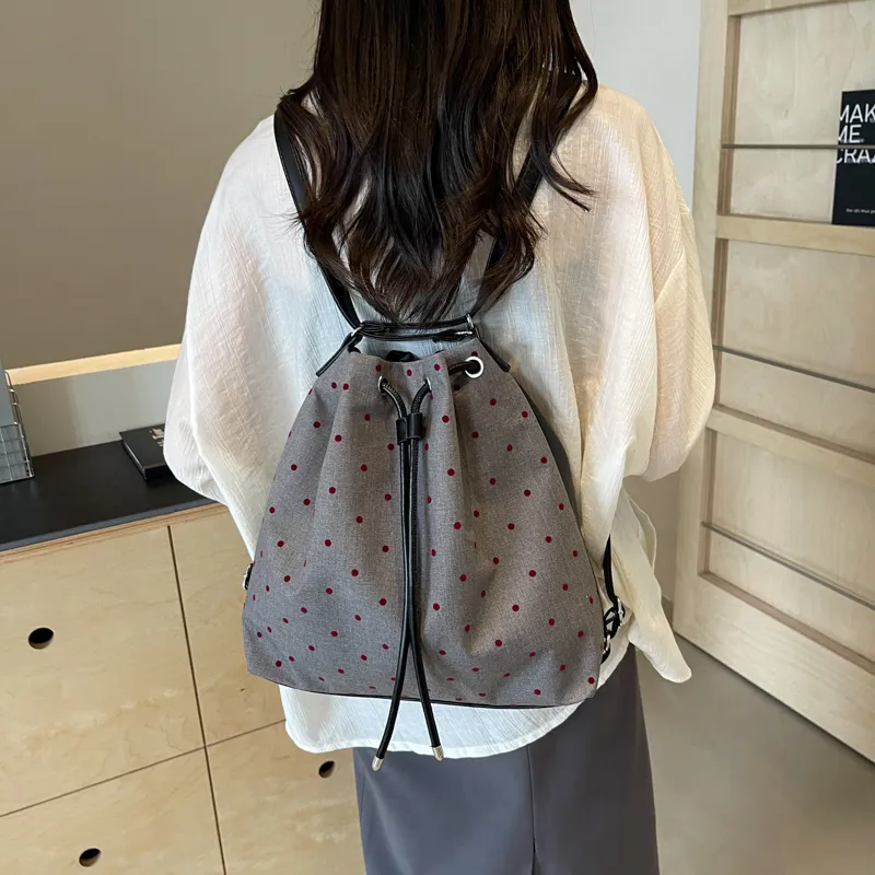GOX Canvas Bag, Bucket Bag, Shoulder Bag Women's Stars/Polka Dot/Bowknot/Heart-8