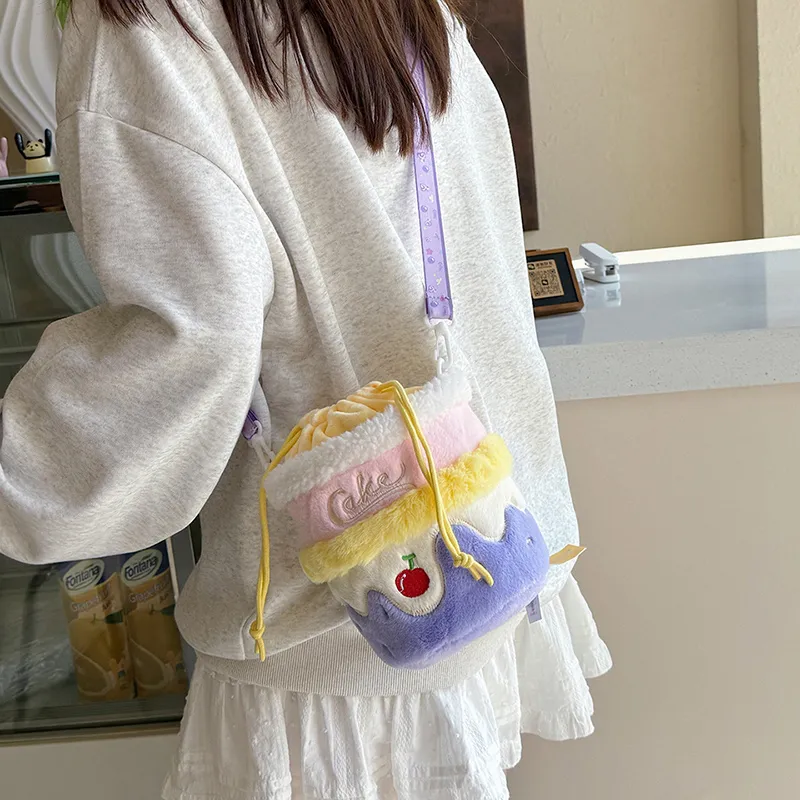 GOX Corduroy Bucket Bag, Shoulder Bag Women's Purple/Pink/Brown-1