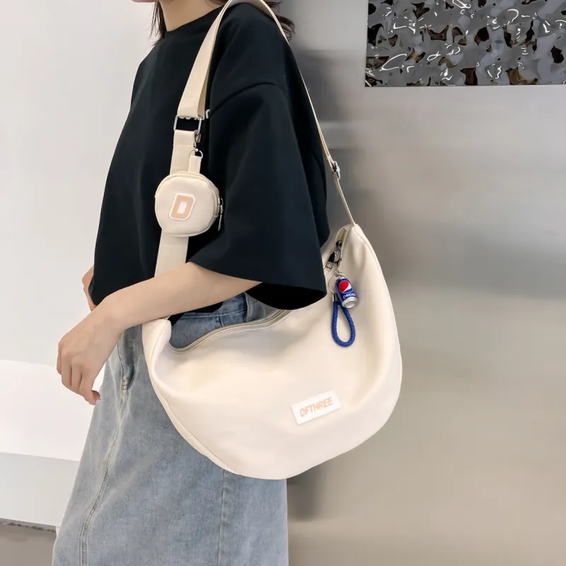 GOX Nylon Crossbody Bag, Shoulder Bag Women's White/Black/Yellow/Pink/Blue-2