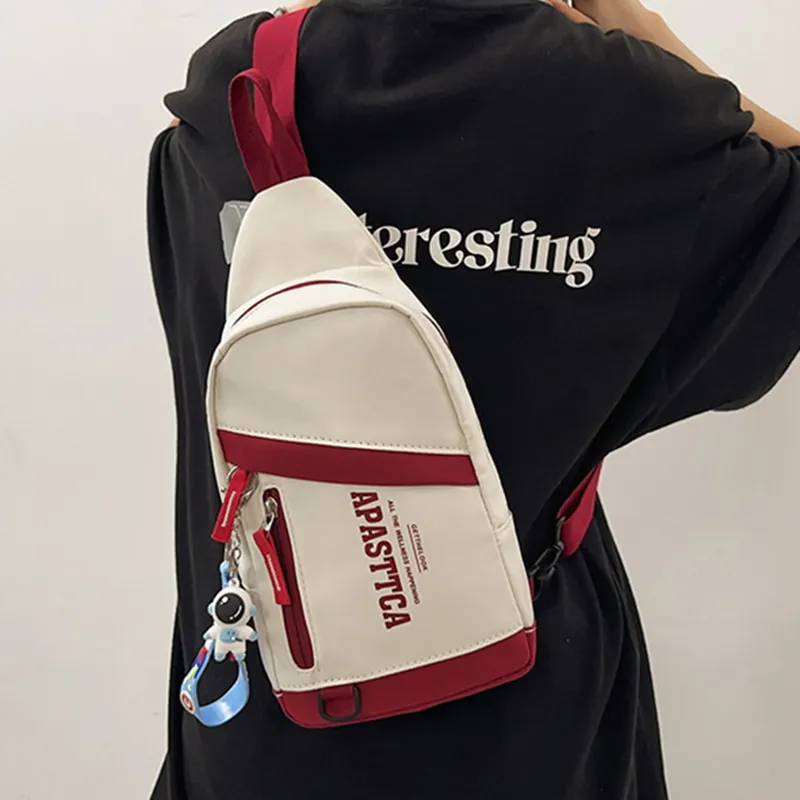 GOX Nylon Sling Bag Regular Unisex Light Gray/Black/Emerald Green/Red-8