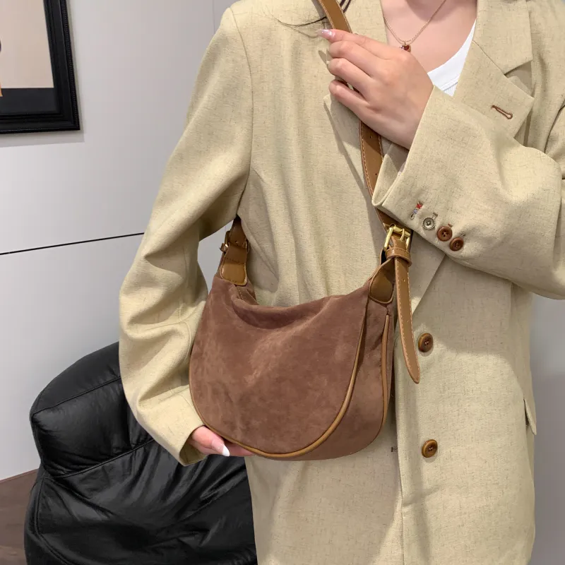 GOX Velour Shoulder Bag Women's Black/Burgundy/Brown/Coffee-17