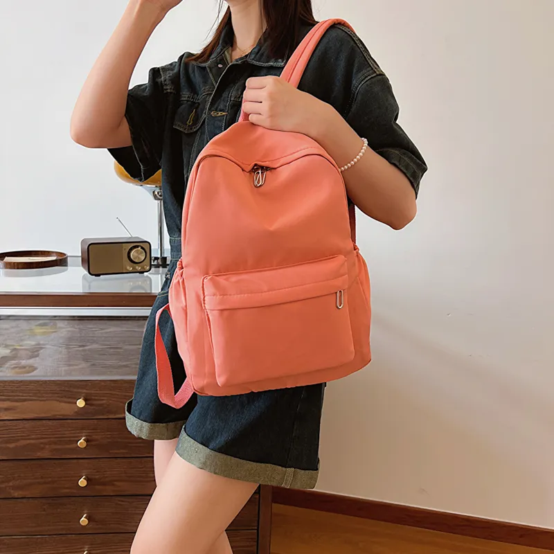 GOX Nylon Backpack Regular Unisex Ecru/Black/Purple/Green/Blue/Pink/Yellow/Orange Red-19