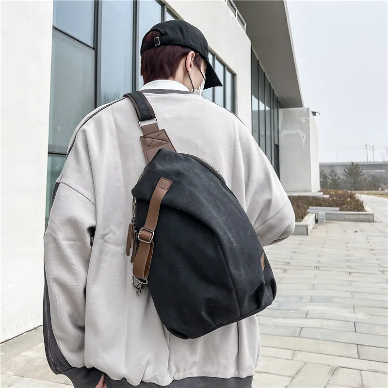 GOX Canvas Sling Bag Men's Black/Khaki-2