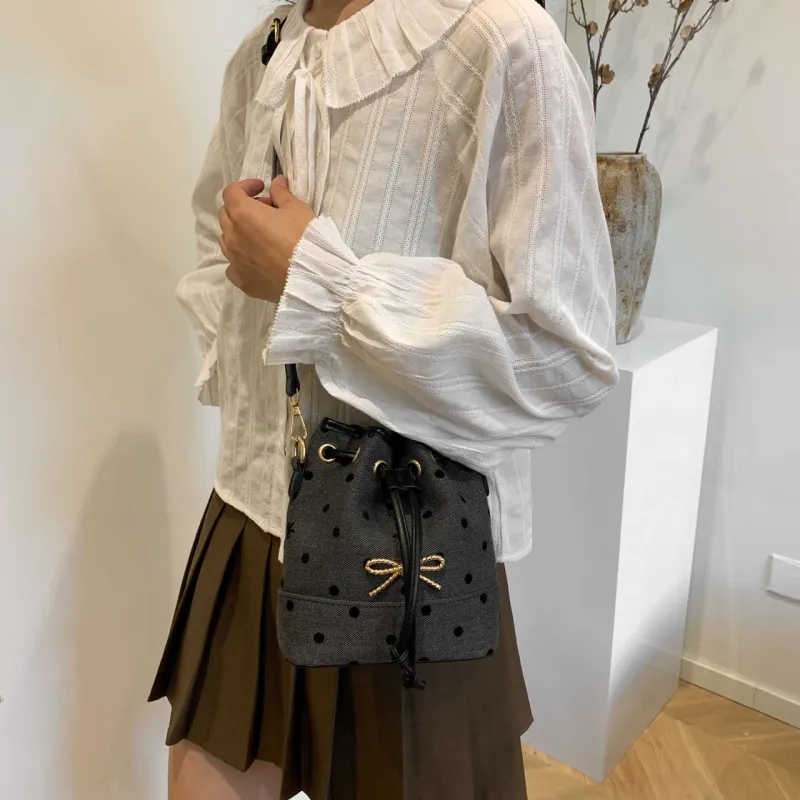 GOX Canvas Bag, Shoulder Bag Regular Women's Polka Dot/Heart/Bowknot-2