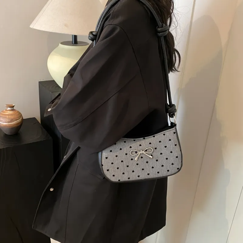 GOX PU Shoulder Bag Regular Women's Black Polka Dot/Black Butterfly/Gray Heart/Gray Polka Dot-13
