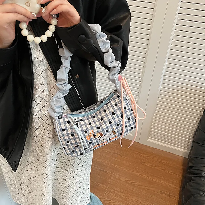 GOX Nylon Shoulder Bag Regular Women's Black/Pink/Sky Blue-17