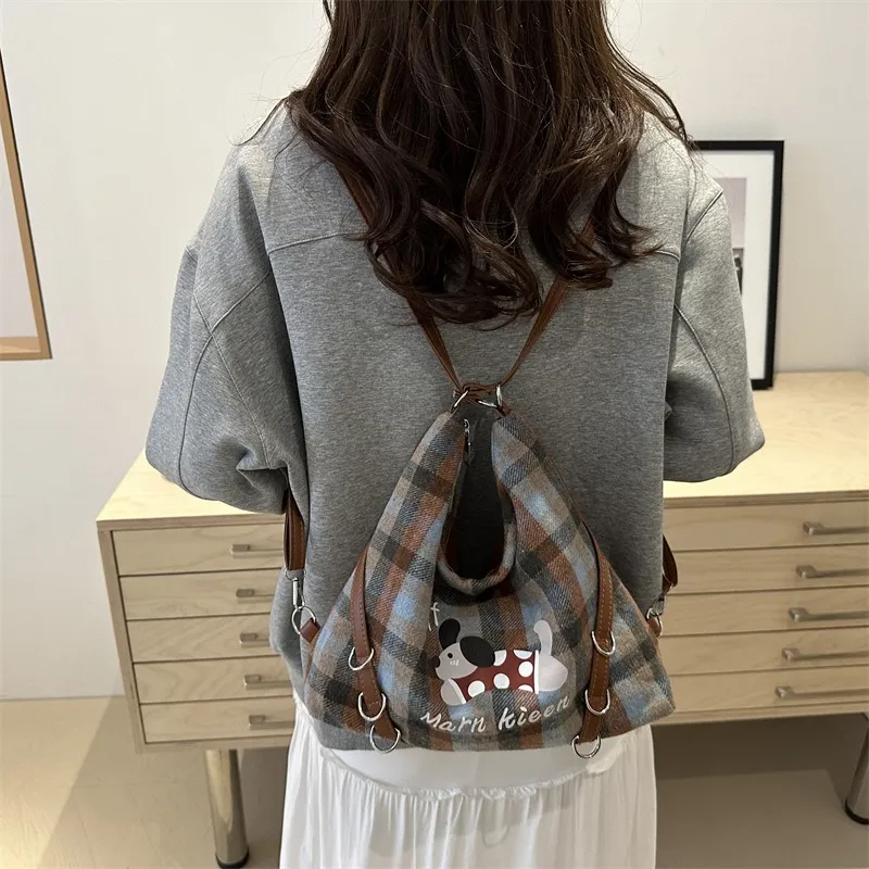 GOX Canvas Bag Underarm Backpack Crossbody Bag, Shoulder Bag Women's Blue/Brown-1