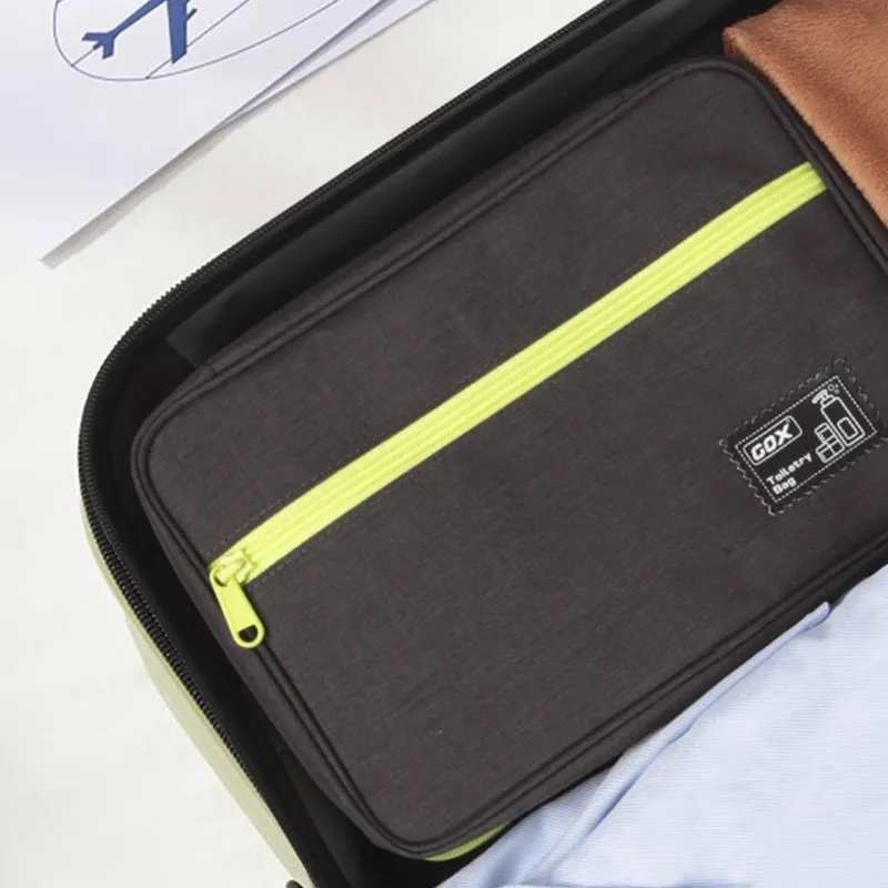 GOX Nylon Toiletry Bag Large Size Unisex Wise Black Peacock Blue-1