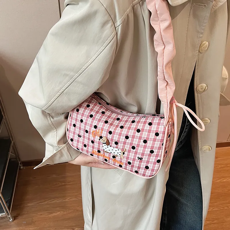 GOX Nylon Shoulder Bag Regular Women's Black/Pink/Sky Blue-10