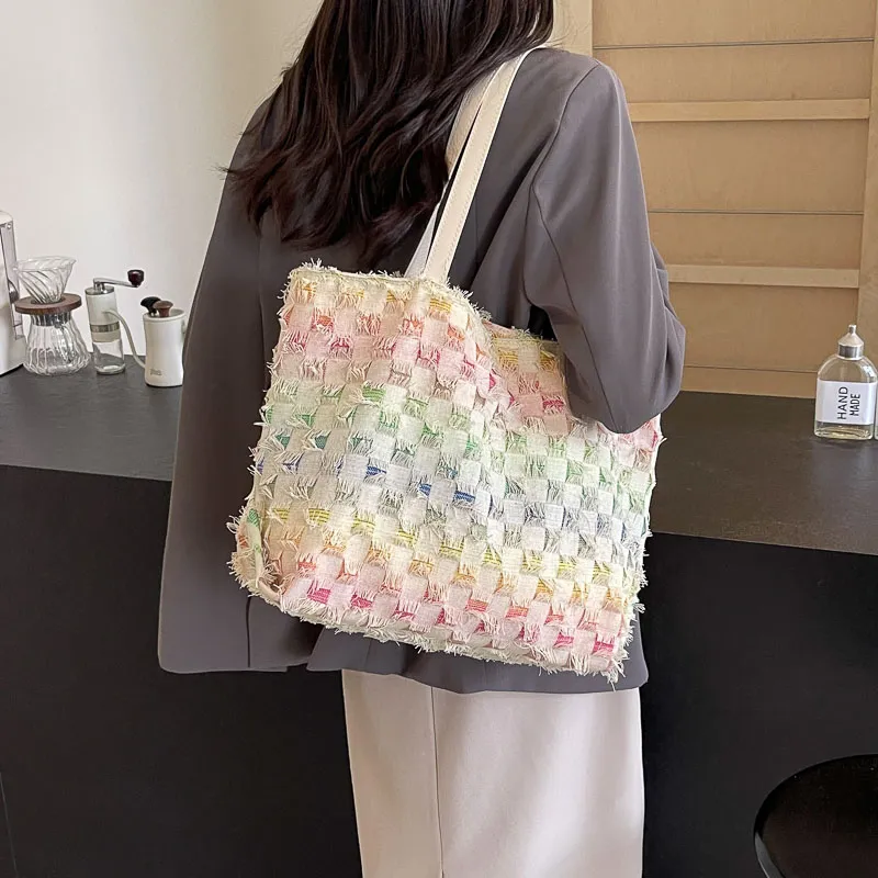 GOX Canvas Bag, Shoulder Bag Regular Women's Square/Stars/Holes-2