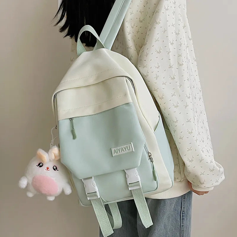 GOX Nylon Backpack Regular Women's Black/Pink/Light Purple/Light Yellow/Light Green-20