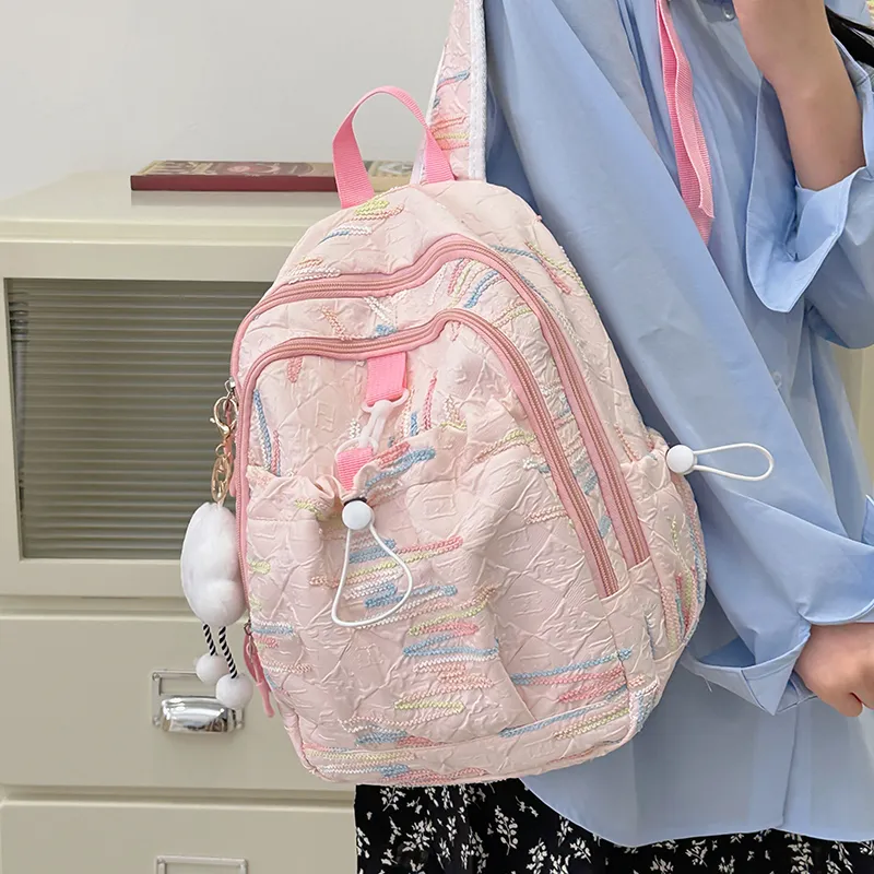 GOX Nylon Backpack Women's White/Black/Yellow/Pink-18