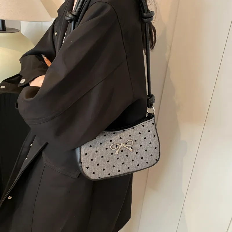 GOX PU Shoulder Bag Regular Women's Black Polka Dot/Black Butterfly/Gray Heart/Gray Polka Dot-12