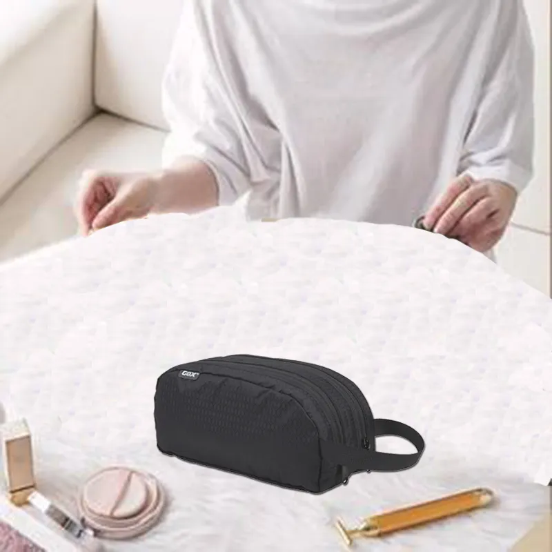 GOX Nylon Wet/Dry Separation Double-Layer Toiletry Bag Medium Size Unisex-1