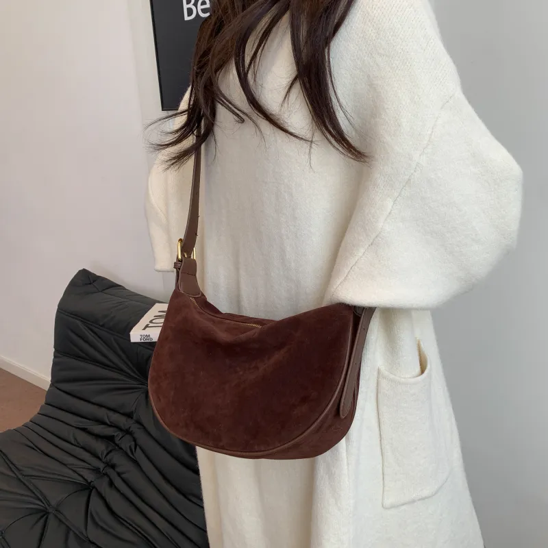 GOX Velour Shoulder Bag Women's Black/Burgundy/Brown/Coffee-19