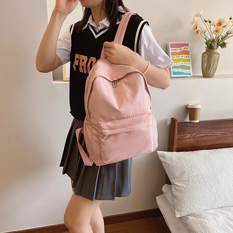 GOX Nylon Backpack Regular Unisex Ecru/Black/Purple/Green/Blue/Pink/Yellow/Orange Red-45