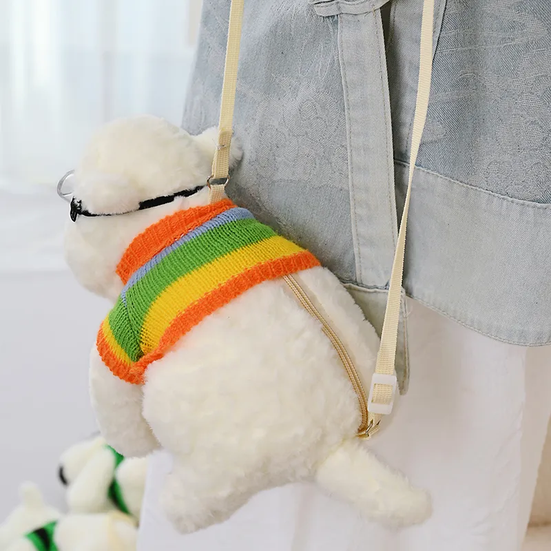 GOX Plush Crossbody Bag Regular Women's Orange Red/Green-2