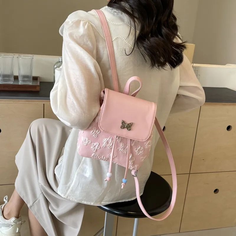 GOX PU Backpack Regular Women's Ecru/Black/Pink/Blue-16