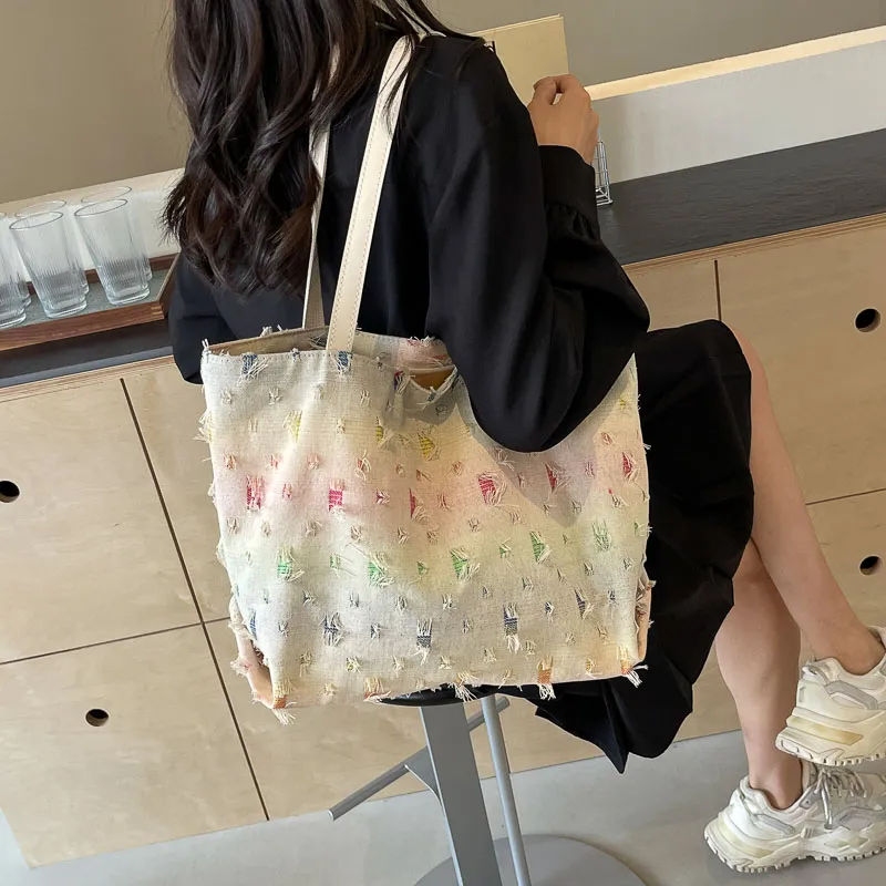 GOX Canvas Bag, Shoulder Bag Regular Women's Square/Stars/Holes-19