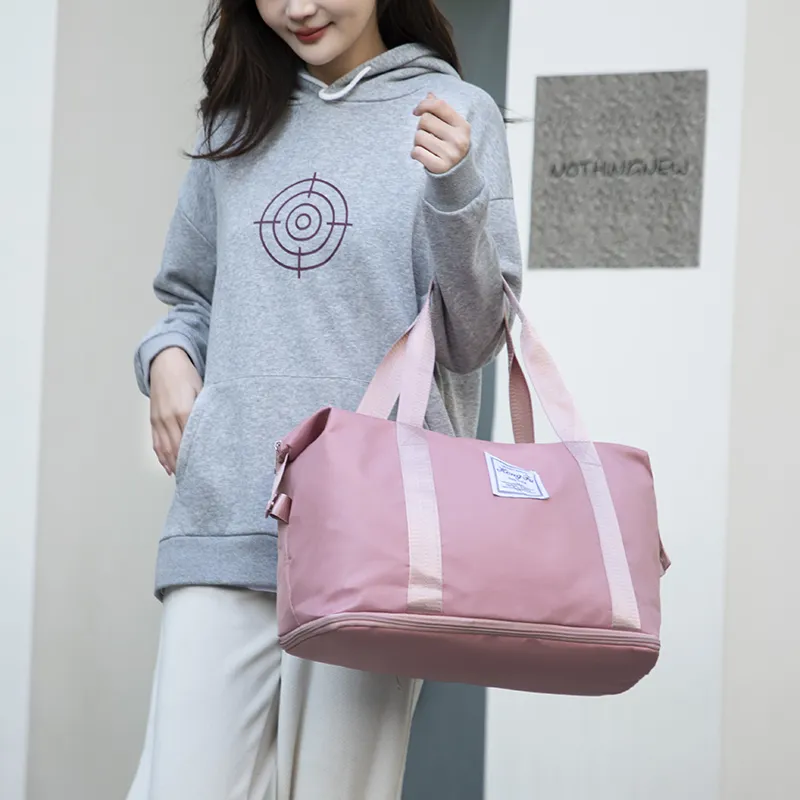 GOX Nylon Travel Bag Regular Unisex Flesh Pink/Black Gray Red/Violet/Dark Purple/Green/Dark Blue/Pink-28