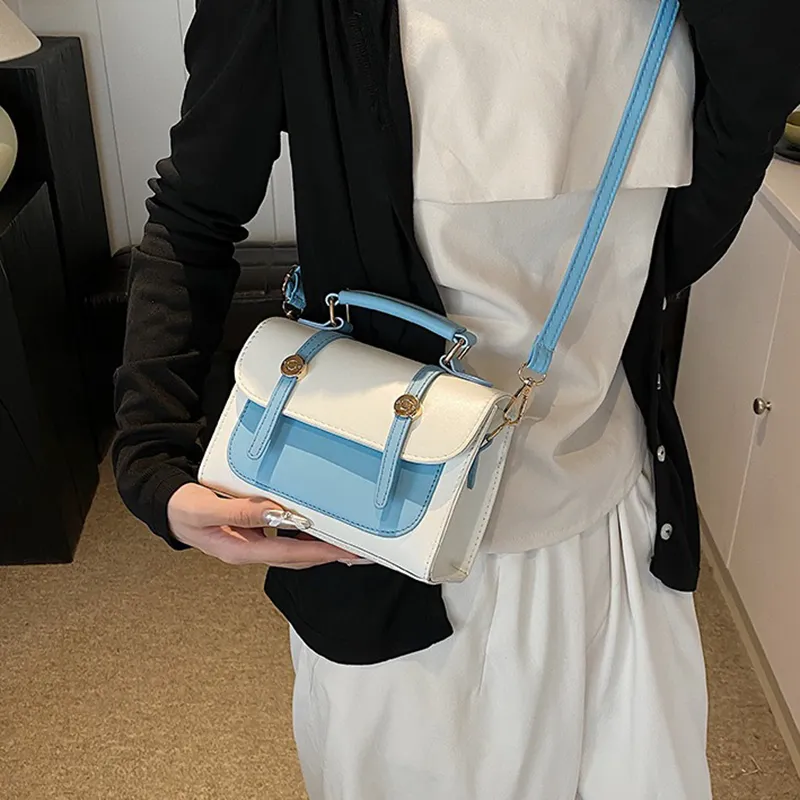 GOX PU Handbag Regular Women's White/Black/Blue/Pink-4