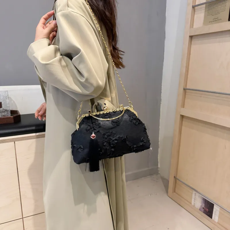 GOX Polyester Shoulder Bag, Crossbody Bag, Handbag Regular Women's Black/White/Pink-10