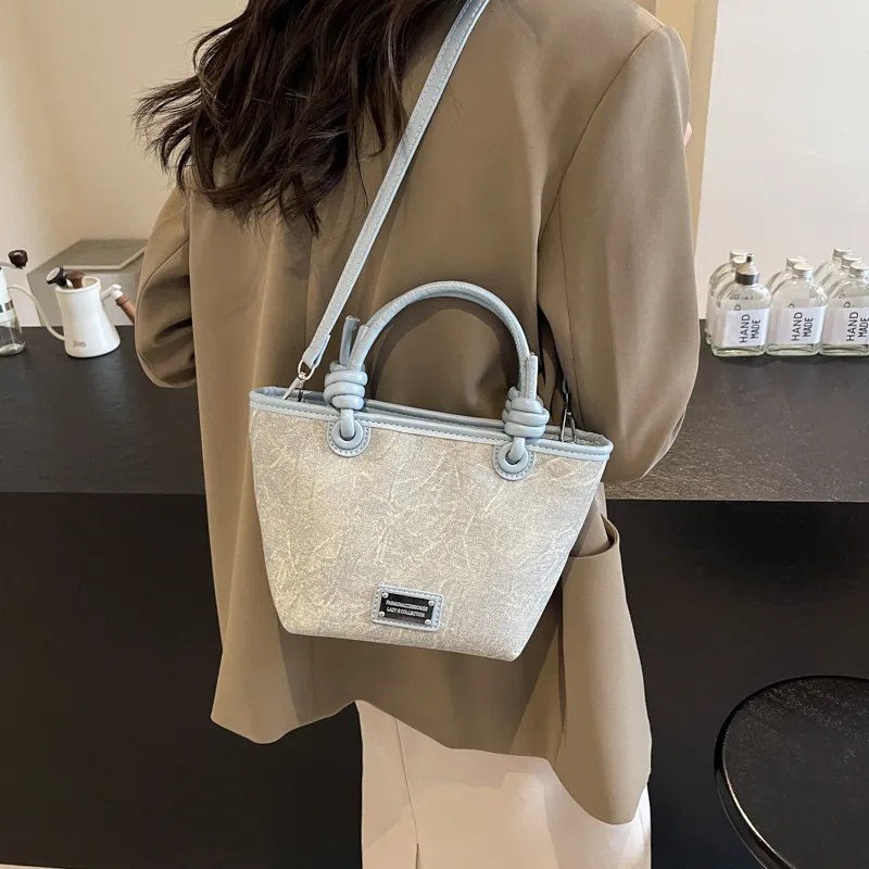 GOX PU Handbag, Shoulder Bag Women's White/Black/Blue-12