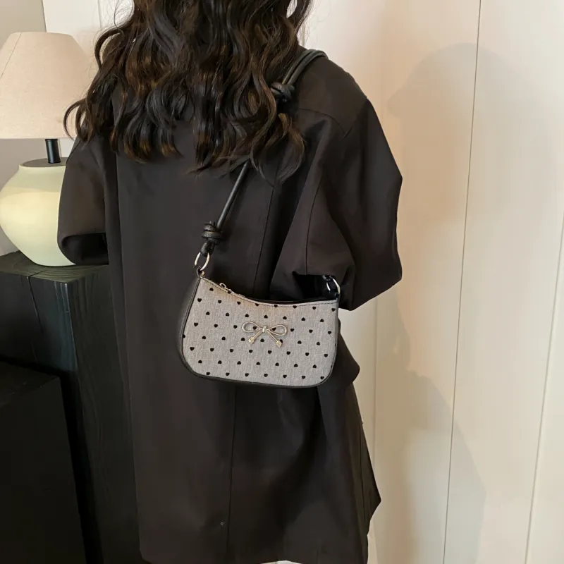 GOX PU Shoulder Bag Regular Women's Black Polka Dot/Black Butterfly/Gray Heart/Gray Polka Dot-16