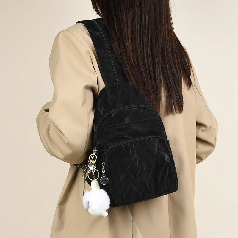 GOX Nylon Sling Bag Backpack Regular Women's Ivory/Silver/Black/Pink/Lake Blue-4