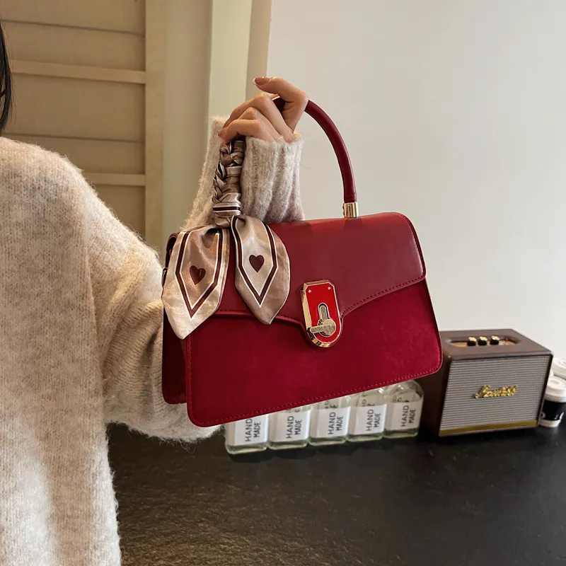 GOX PU Handbag Women's Burgundy-5