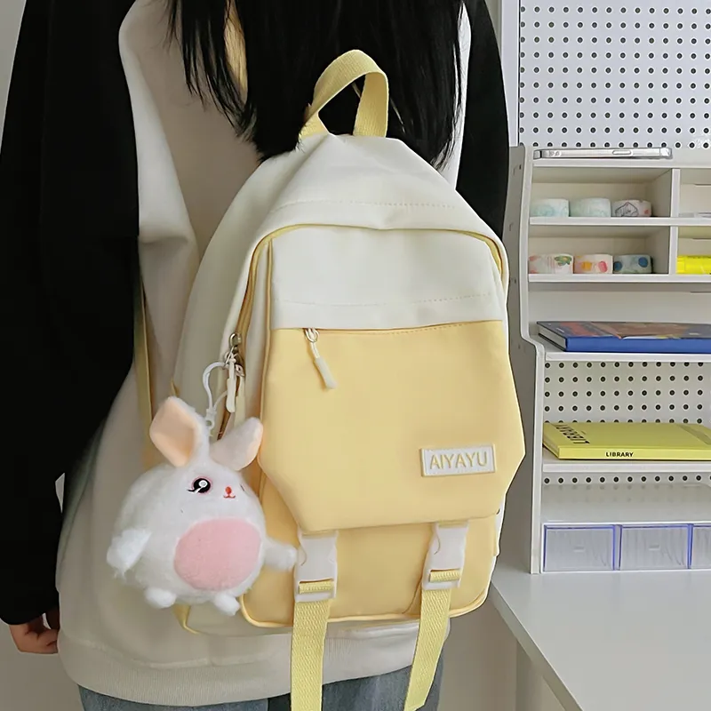 GOX Nylon Backpack Regular Women's Black/Pink/Light Purple/Light Yellow/Light Green-13