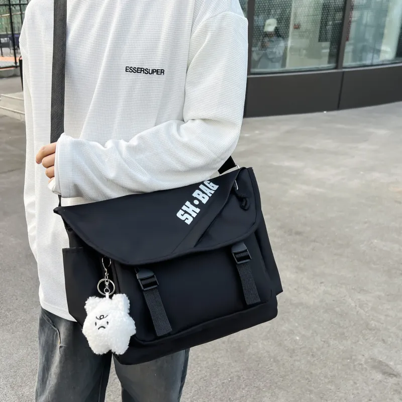 GOX Nylon Shoulder Bag Regular Unisex Ecru/Black/Orange-7