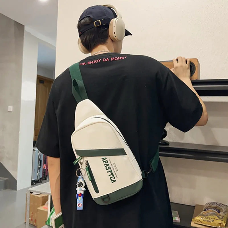 GOX Nylon Sling Bag Regular Unisex Light Gray/Black/Emerald Green/Red-14