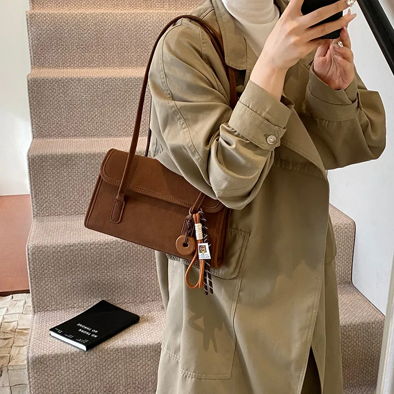 GOX Matte Shoulder Bag Women's Black/Red/Coffee/Brown-15