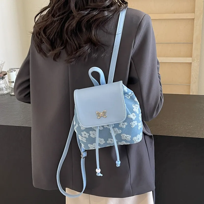 GOX PU Backpack Regular Women's Ecru/Black/Pink/Blue-22