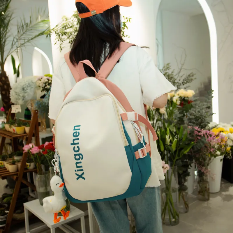 GOX Nylon Backpack Regular Unisex Peacock Blue & Orange White/Orange & Blue White/Light Blue & Pink White/Black-1