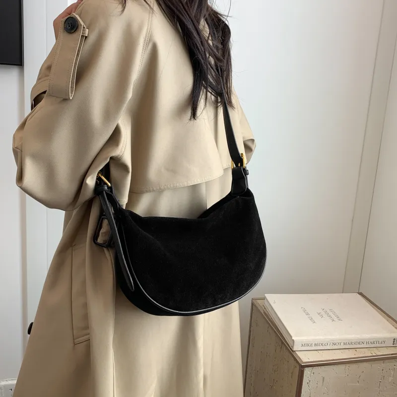 GOX Velour Shoulder Bag Women's Black/Burgundy/Brown/Coffee-3