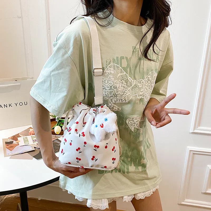 GOX Composite Cloth Shoulder Bag Women's White/Black-1