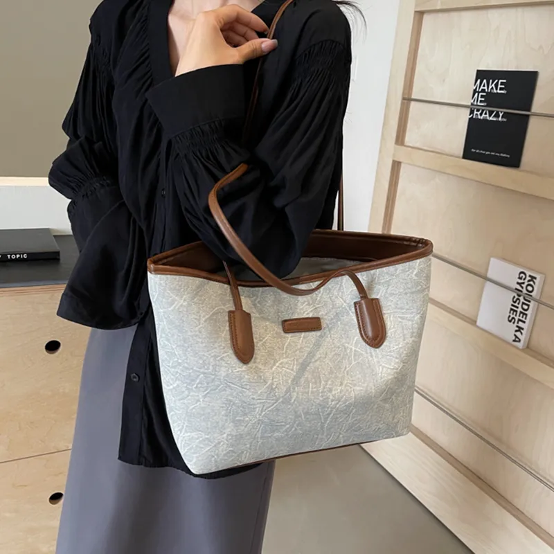 GOX PU Shoulder Bag Regular Women's Blue/Brown-10