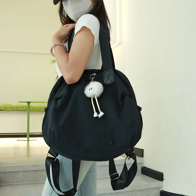GOX Nylon Fabric One Shoulder Portable Backpack Regular Unisex Apricot/Black/Green-7
