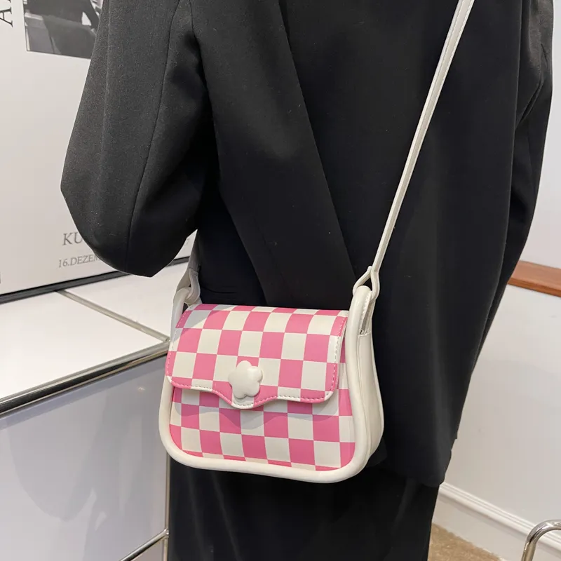 GOX PU Crossbody Bag Regular Women's Green/Pink/Milk Texture/Small Flower-7