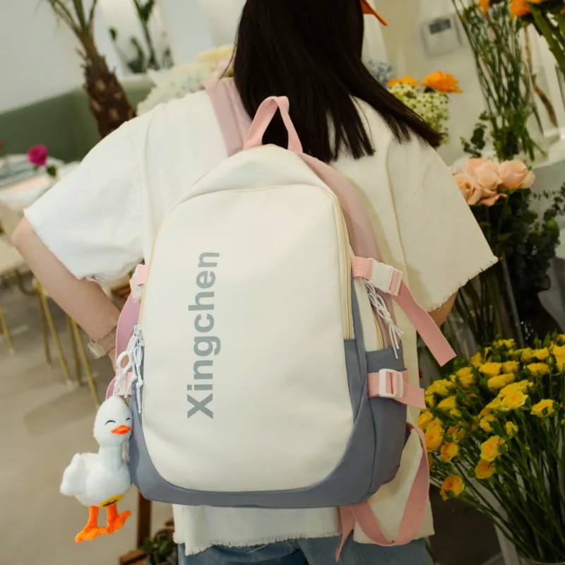 GOX Nylon Backpack Regular Unisex Peacock Blue & Orange White/Orange & Blue White/Light Blue & Pink White/Black-5