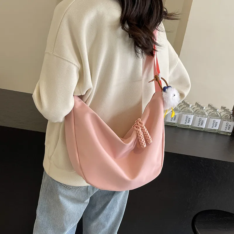 GOX Nylon Shoulder Bag Women's White/Black/Pink/Yellow/Green-19