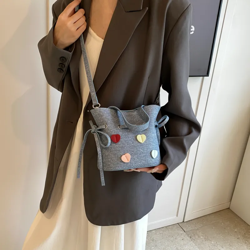 GOX PU Shoulder Bag Women's Ecru/Blue-9